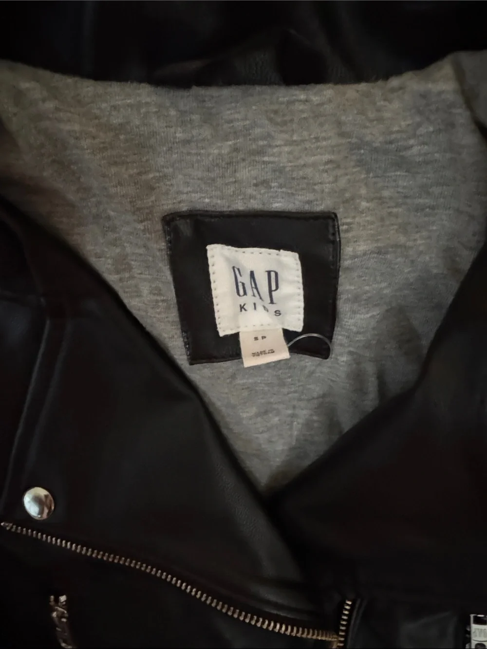 Gap Black Faux Leather Moto Jacket - Kids regular Gap size 6-7